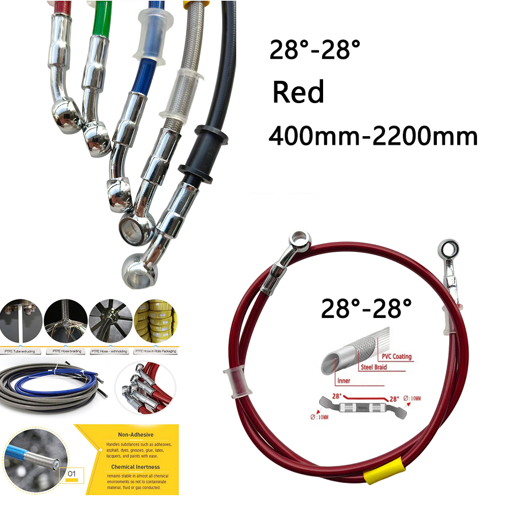 28-28 레드 유니버설 오토바이 유압 브레이크 라인  - Motorcycle Brake Cable 리뷰 및 가격